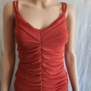 DKNY Rust Red Ruched Camisole Tank